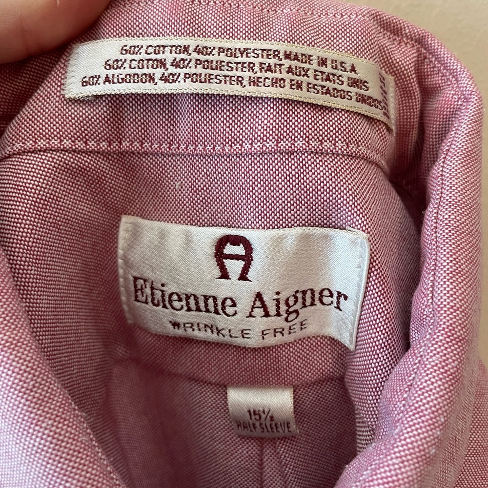 NWOT Etienne Aigner Short Sleeve Dress Shirt-Pink-Neck 15.5 - Picture 5 of 5